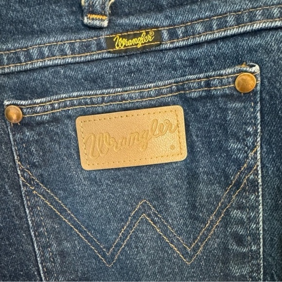 VINTAGE WRANGLER Straight Leg Classic Denim Blue Jeans - 42x34 - Picture 7 of 14